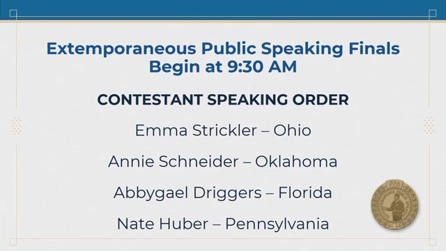 Extemporaneous Public Speaking Finals | 2026 Convention